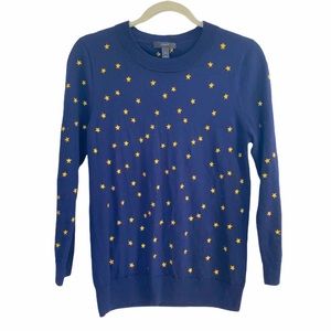 J. Crew Navy & Gold Star Pullover Sweater